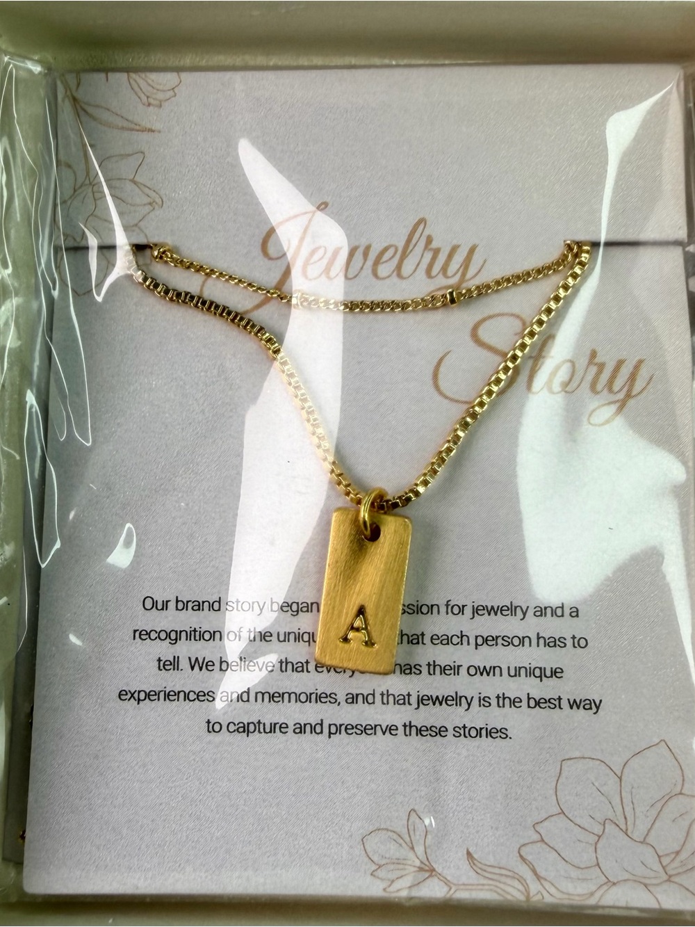 Brushed Gold Initial 'A' Tag Necklace
